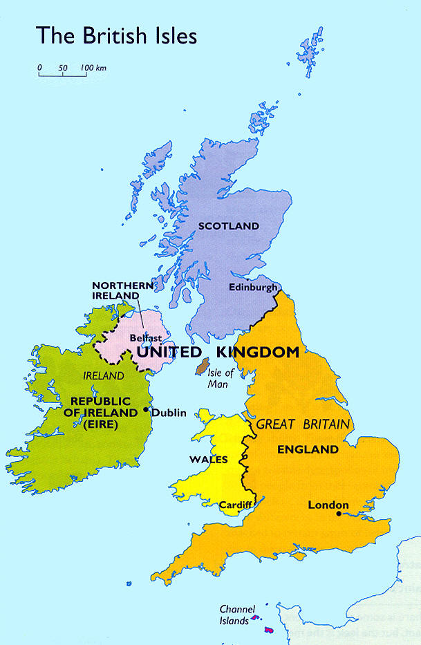 Bản đồ Vương Quốc Liên Hiệp Anh và Bắc Ai Len (The United Kingdom - www.english4all.vn0